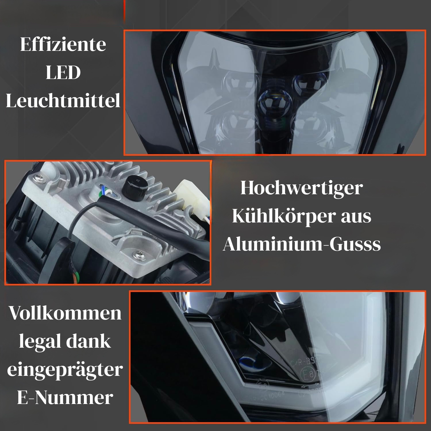 LED Scheinwerfer KTM EXC SMCR mit effizientem LED Leuchtmittel und hochwertigem Aluminium-Kühlkörper