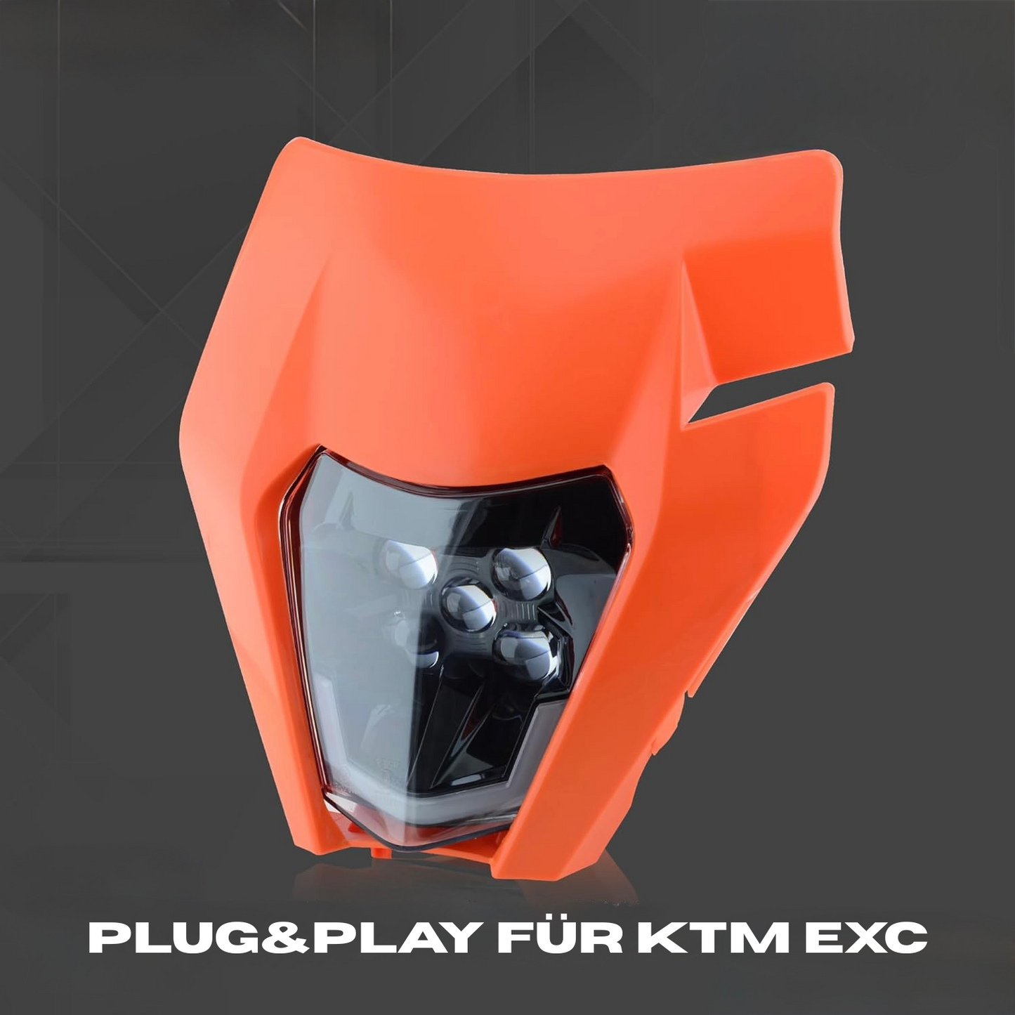 Orangefarbener nextRide LED Scheinwerfer KTM EXC SMCR mit modernem Design und Plug & Play 